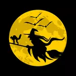 מכשפה עף במהלך הירח המלא